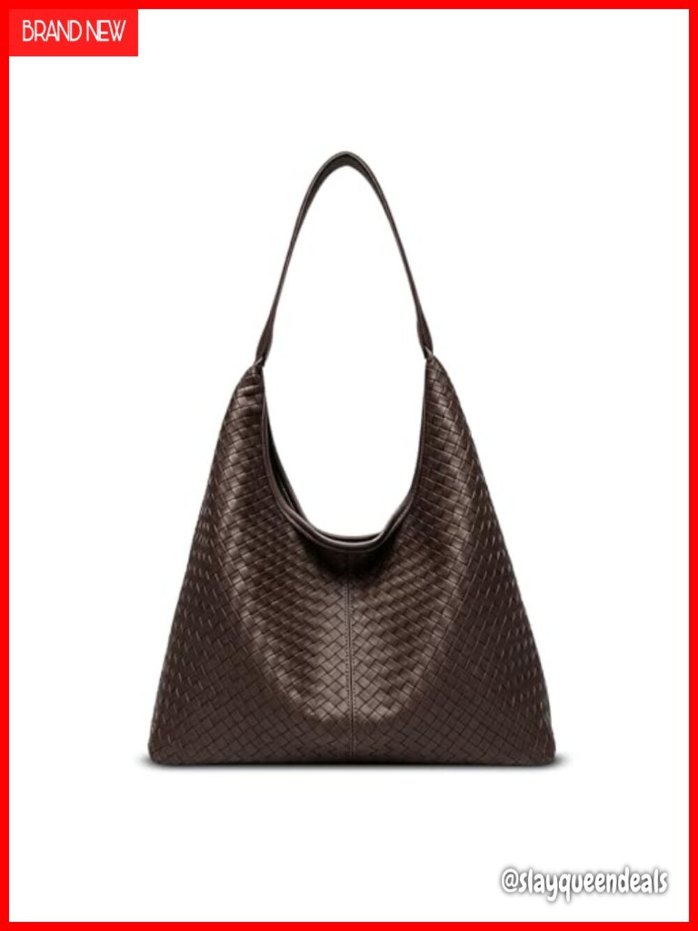 Large Woven Vegan Leather Hobo Tote Bag Slouchy Shoulder Purse